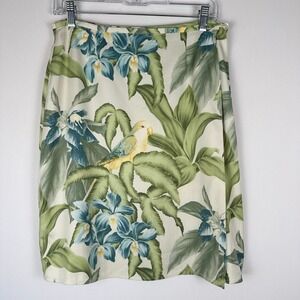 Tommy Bahama Wrap Silk Skirt Womens 10 Tropical Parrot‎ Floral Resortwear Travel